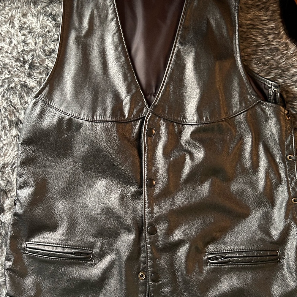 Men's Black Leather Vest